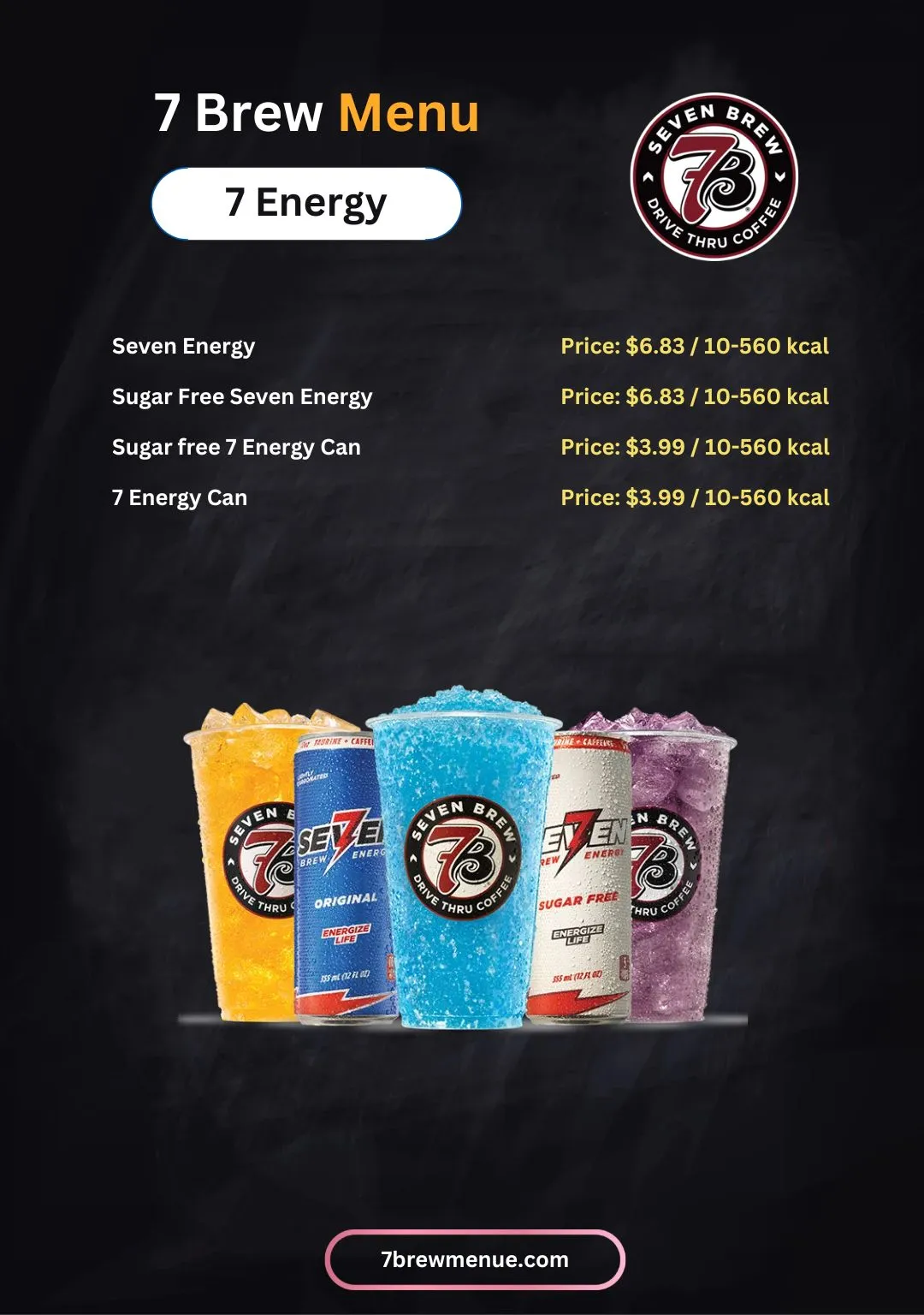 7 Brew 7 Energy menu with Price