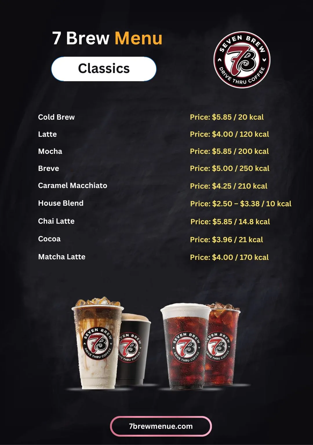 7 Brew Classics menu with Price