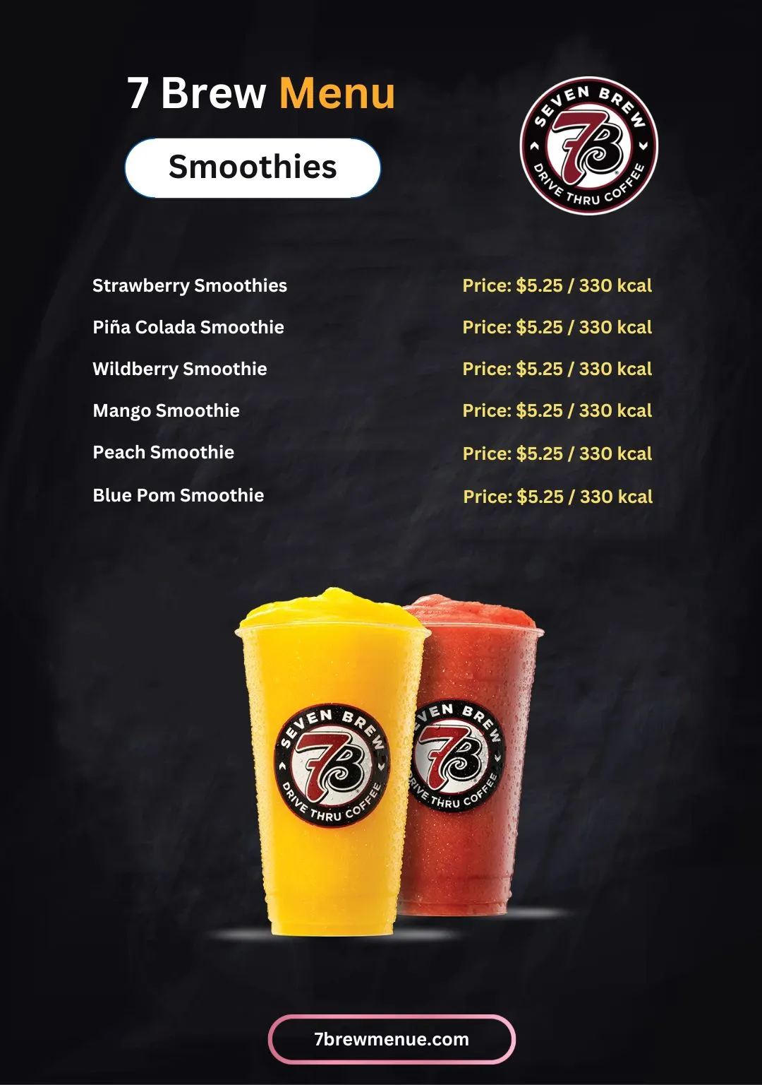 7 Brew Smoothies menu with Price