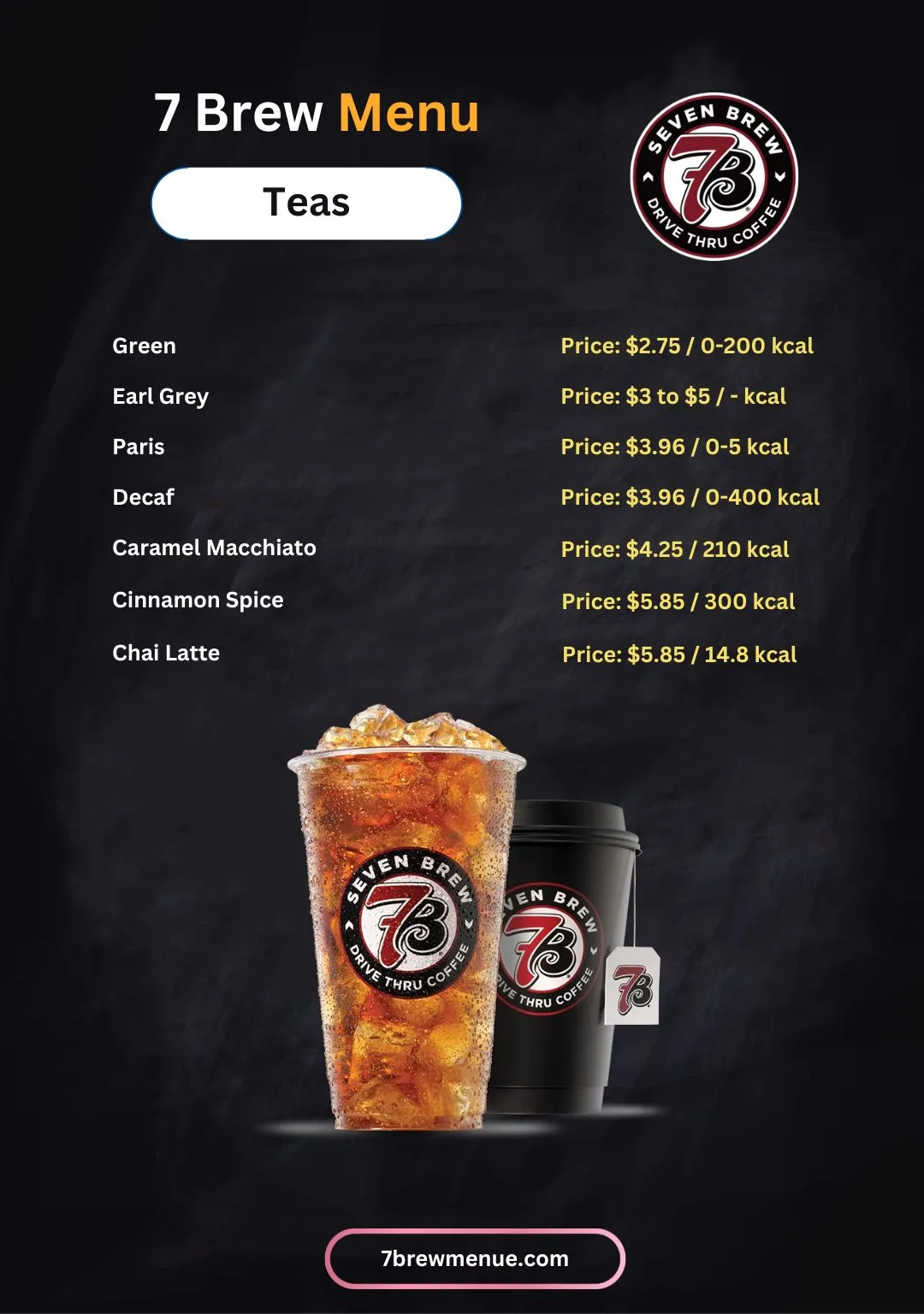 7 Brew Teas menu with Price