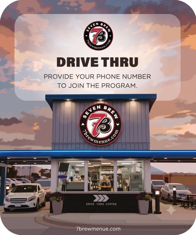 7 brew logo and 7 brew drive thru website name with website name https://www.7brewmenue.com